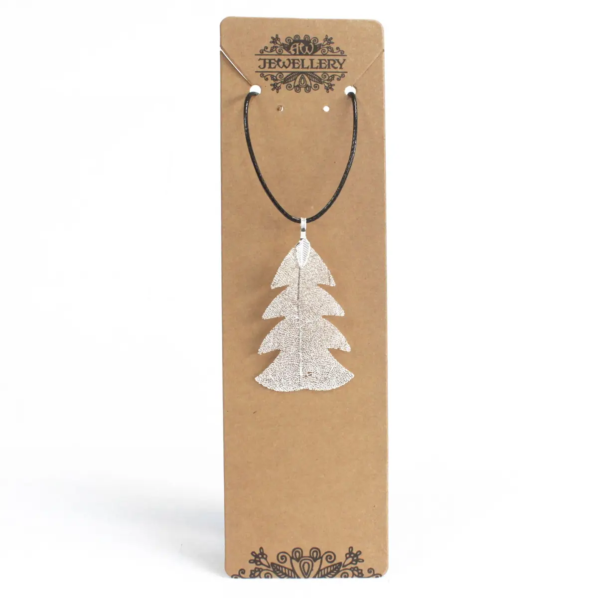 Halsband med äkta blad i silver, Festive Fir - produktbild 4
