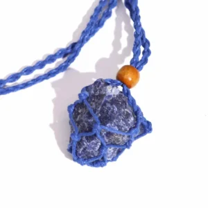Halsband med kristall- och ädelstensband 45 cm marinblå - produktbild 5