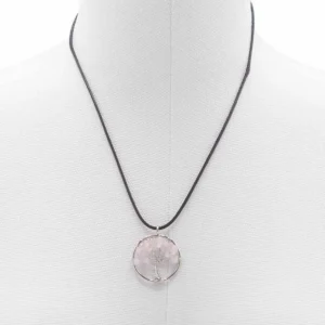 Halsband med Livets träd-hänge i rosenkvarts - produktbild 4