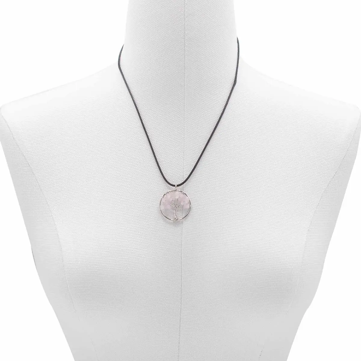 Halsband med Livets träd-hänge i rosenkvarts - produktbild 5