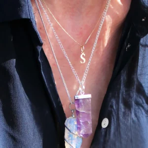 Halsband med svart agat ädelstenshänge - produktbild 4