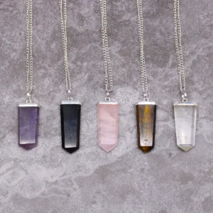 Halsband med svart agat ädelstenshänge - produktbild 7