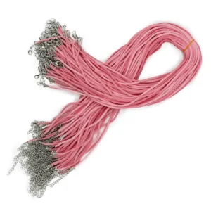 Halsbandsband i konstmocka 2,5 mm x 55 cm rosa med metallspänne - produktbild 2