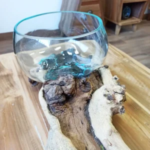Handblåst glas på dubbel träställning 70 cm - produktbild 2