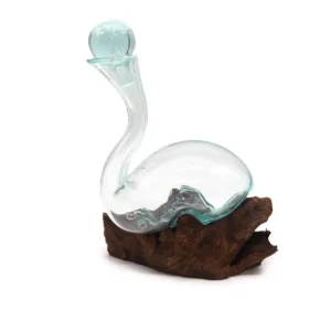 Handblåst glasdekoration på trärot - produktbild 2