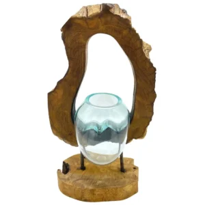 Handblåst glasvas på trästativ - produktbild 8