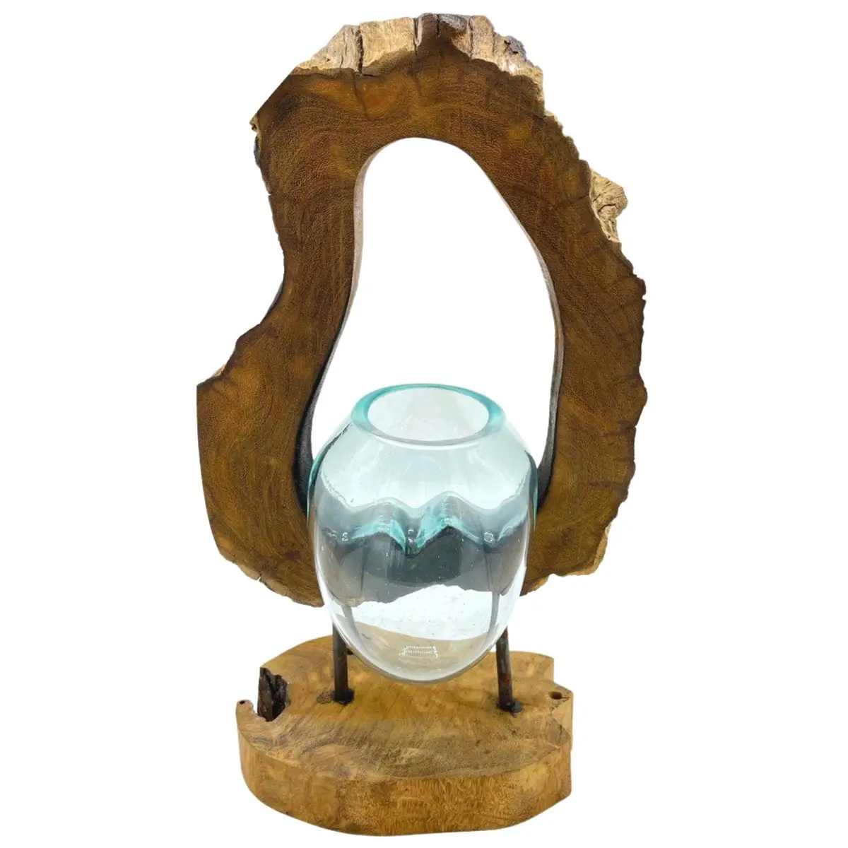 Handblåst glasvas på trästativ - produktbild 8