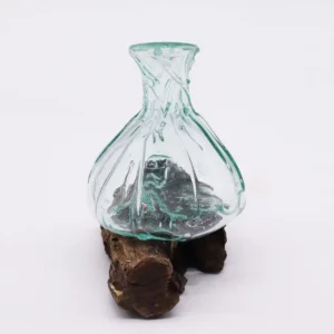 Handblåst minidekantör i glas på träfot 24 cm - produktbild 4