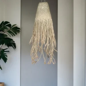 Handflätad lampskärm i doum med fransar 20x15 cm - produktbild 2