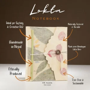 Handgjord anteckningsbok i Lokta-papper med bougainvillea, 15x12 cm - produktbild 2
