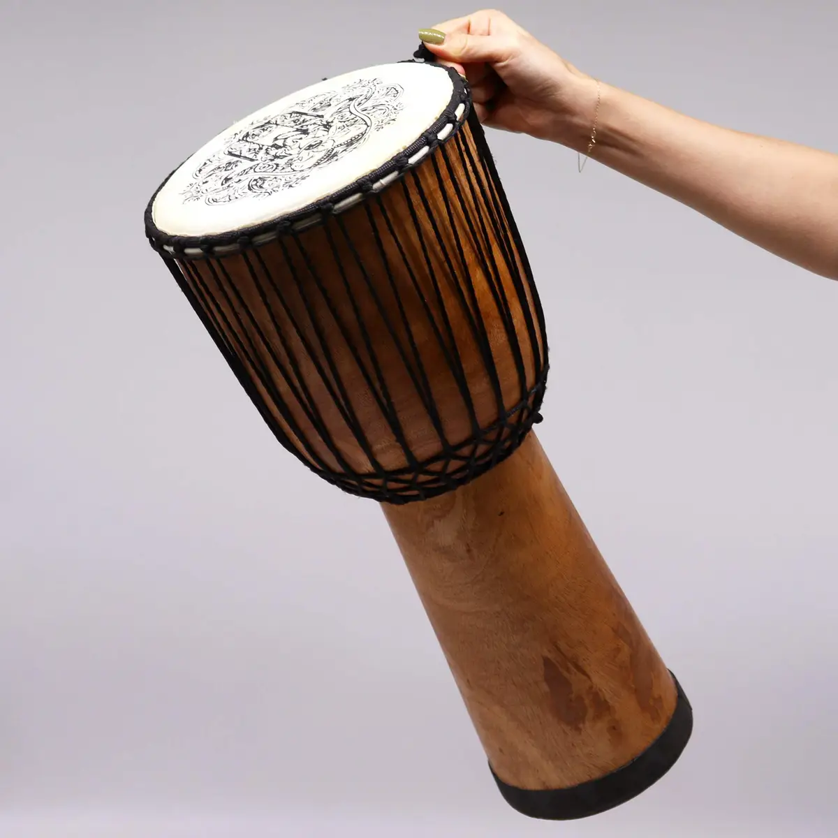 Handgjord bred topp djembe-trumma 50 cm - produktbild 2