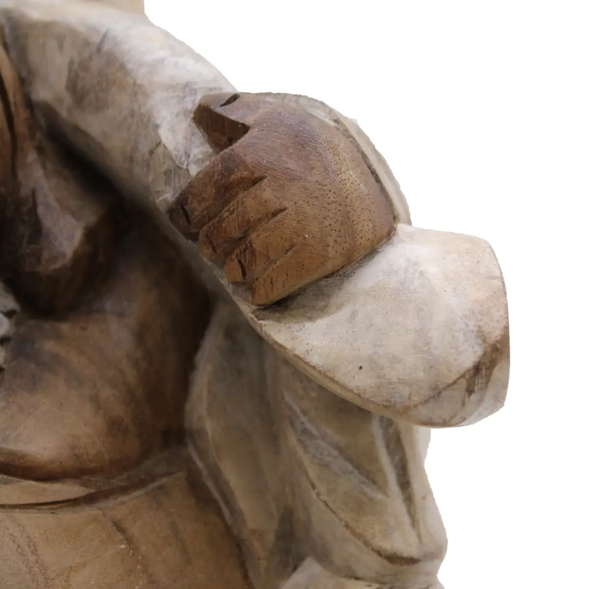 Handgjord Buddha-staty i bringträ, 30 cm, vitkalkad - produktbild 2