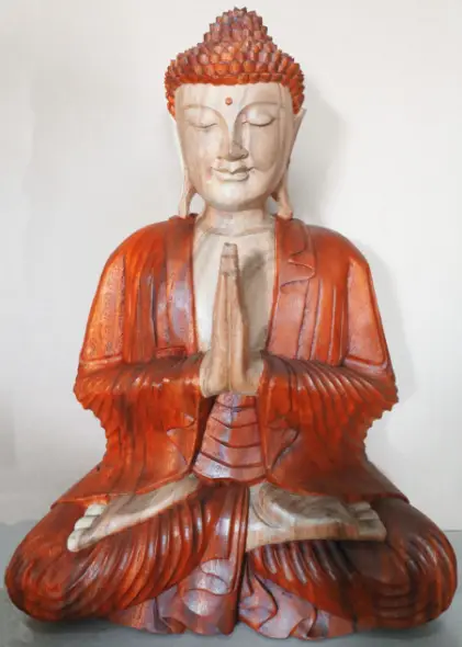 Handgjord Buddha-staty i Suarträ 30 cm - produktbild 2