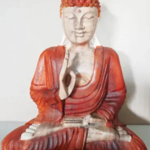Handgjord Buddha-staty i Suarträ 30 cm med undervisande gest - produktbild 2