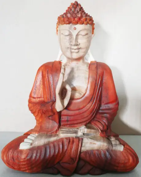 Handgjord Buddha-staty i Suarträ 30 cm med undervisande gest - produktbild 2
