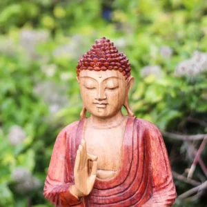 Handgjord Buddha-staty i Suarträ 30 cm med undervisande gest - produktbild 4