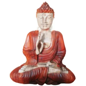 Handgjord Buddha-staty i Suarträ 30 cm med undervisande gest - produktbild 6