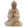 Handgjord Buddha-staty i Suarträ 40 cm vitlaserad