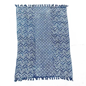 Handgjord indigoblå pläd 170x120 cm Namoona Waves - produktbild 4