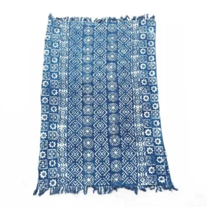 Handgjord indigoblå pläd med mönster 170x120 cm - produktbild 4