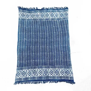 Handgjord indigoblå pläd med mönster 170x120 cm Seedha Arrows - produktbild 4