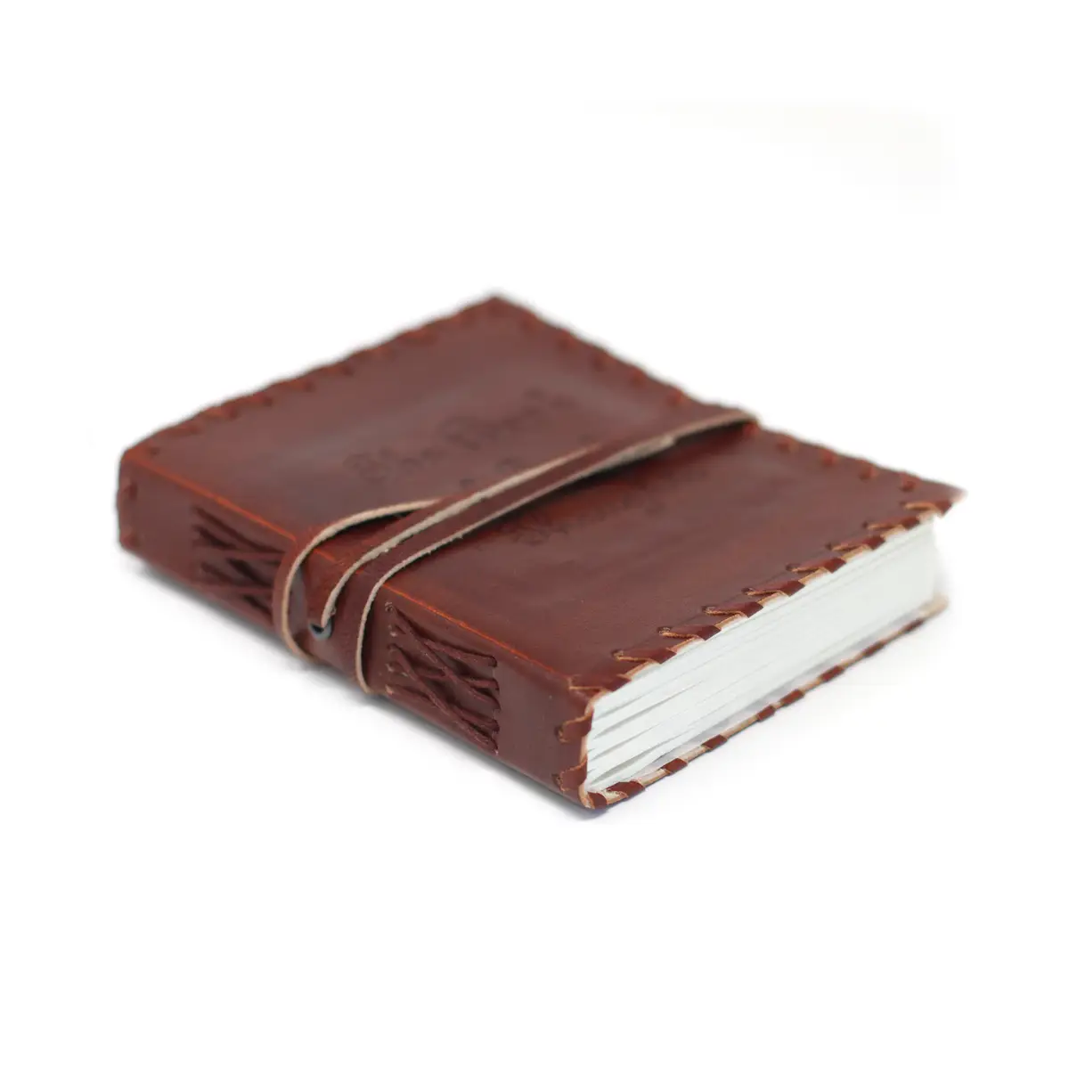 Handgjord läderanteckningsbok med omslag och spänne 15x12 cm - produktbild 2
