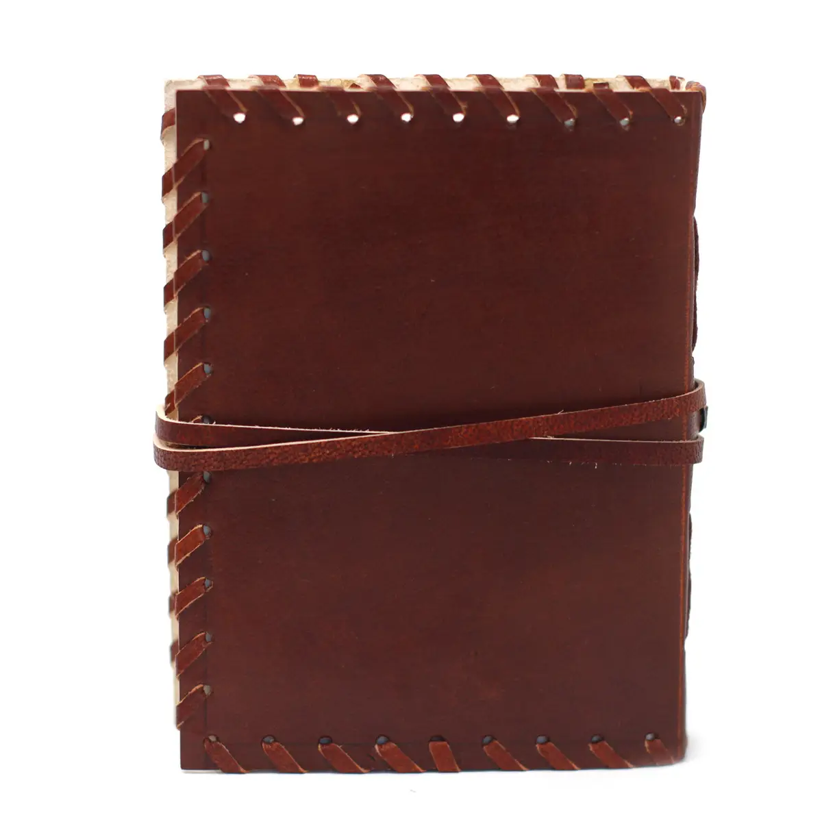 Handgjord läderanteckningsbok med omslag och spänne 15x12 cm - produktbild 6