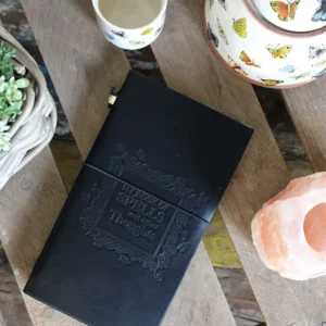 Handgjord läderjournal med omslag och tomma sidor, svart - produktbild 2