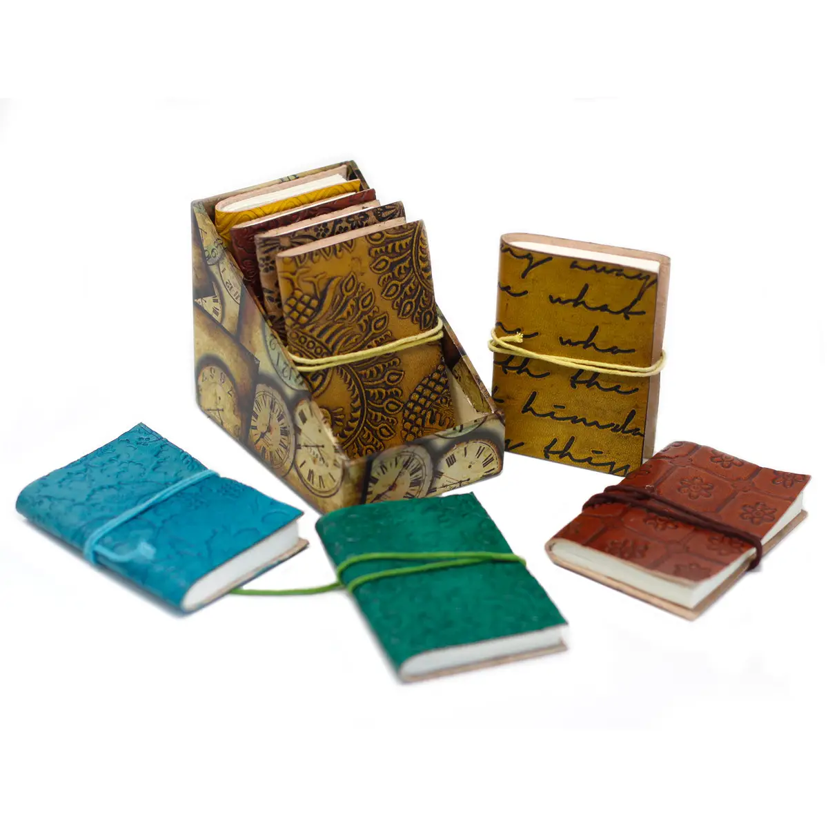 Handgjord mini läderanteckningsbok 10x7,5 cm - produktbild 5