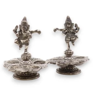 Handgjord rökelsehållare i aluminium med dansande Ganesha 14x10 cm - produktbild 3