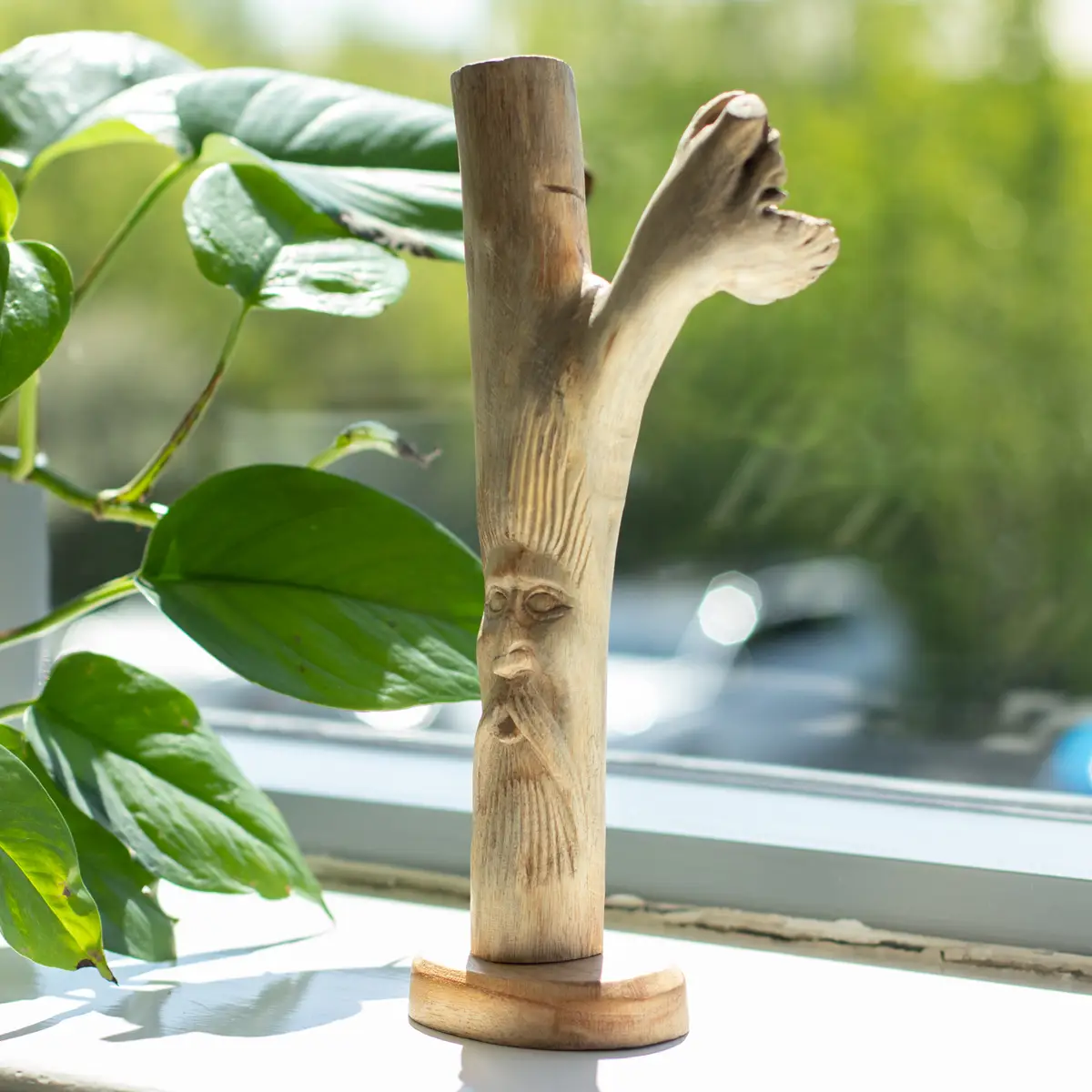Handgjord träskulptur med Greenman-motiv - produktbild 6