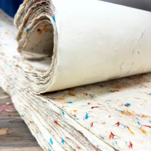 Handgjort Lokta-papper med blandade blommor och bomull 51x76 cm - produktbild 8