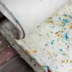 Handgjort Lokta-papper med gröna bomullsfibrer 51x76 cm - produktbild 7