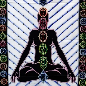 Handmålad bomullsväggbonad Chakra Buddha - produktbild 4