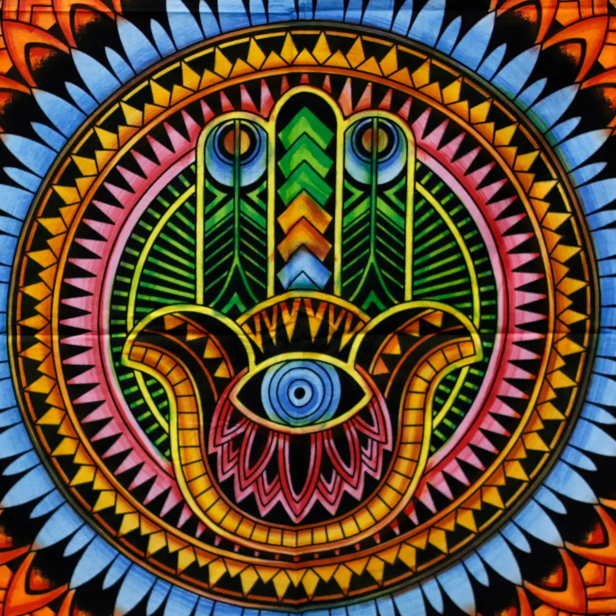 Handmålad bomullsväggbonad med Hamsa-motiv - produktbild 2