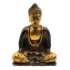 Handmålad Buddha-staty i resin svart och guld, medium