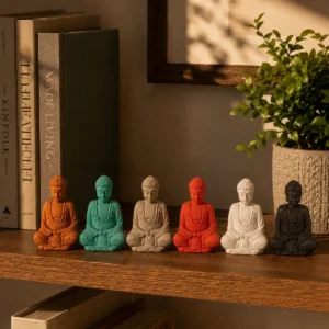 Handmålad liten Buddha-staty i resin i olika färger - produktbild 6