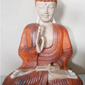 Handskuren Buddha-staty i Suarträ 40 cm med undervisningsgest - produktbild 3