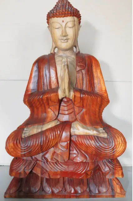 Handskuren Buddha-staty i Suarträ 80 cm - produktbild 2