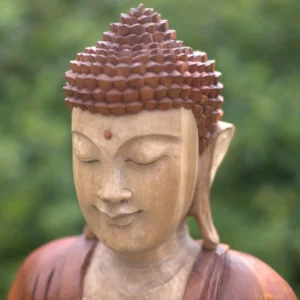 Handskuren Buddha-staty i Suarträ 80 cm - produktbild 4