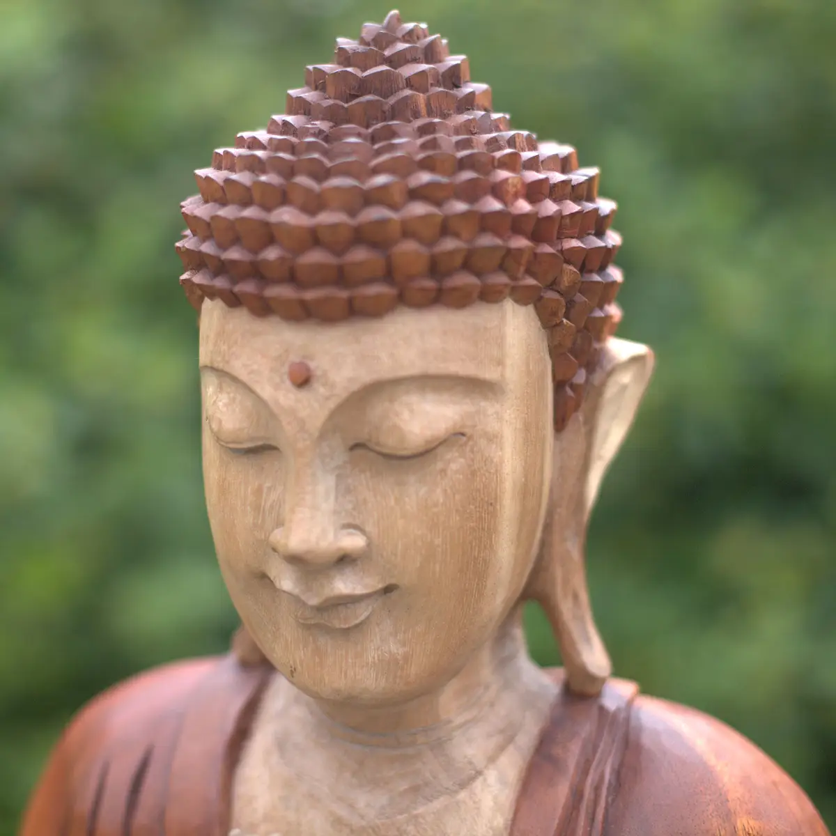 Handskuren Buddha-staty i Suarträ 80 cm - produktbild 4