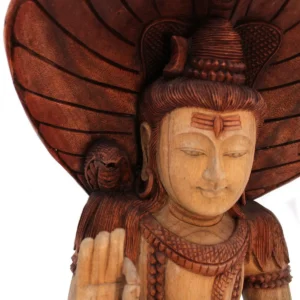 Handskuren Buddha-staty i Suarträ – Shiva med kobra, 50 cm - produktbild 8
