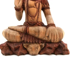 Handskuren Buddha-staty i Suarträ – Shiva med kobra, 50 cm - produktbild 9