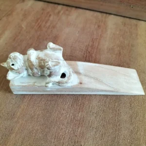 Handsnidad dörrstopp med kattmotiv - produktbild 3
