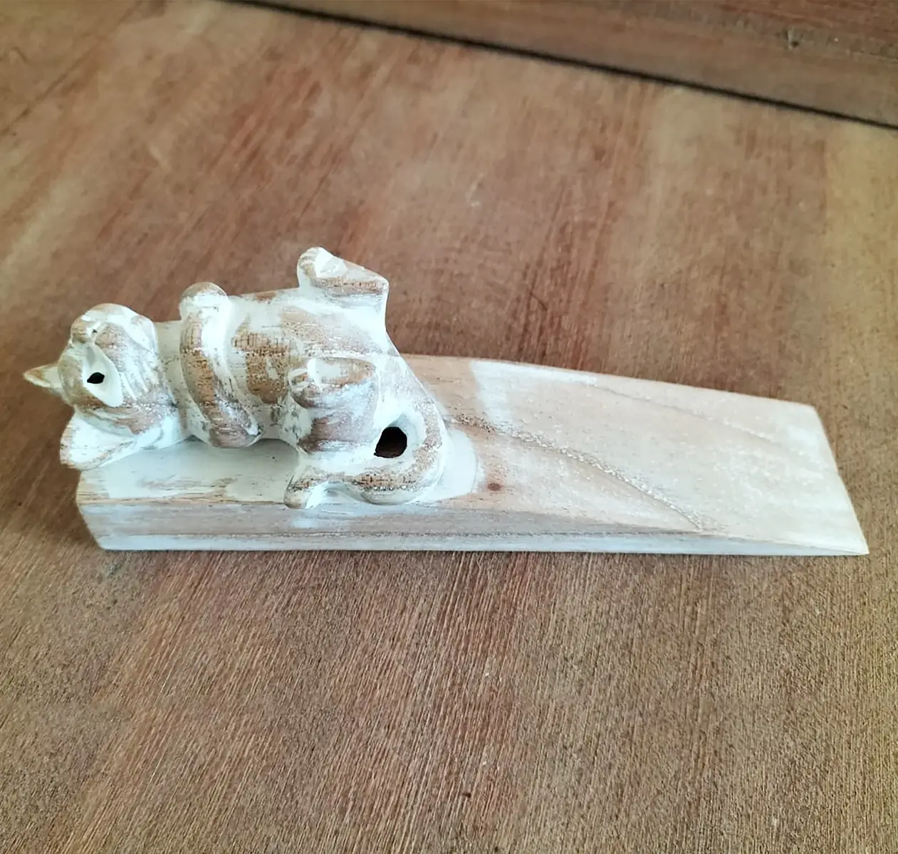 Handsnidad dörrstopp med kattmotiv - produktbild 3