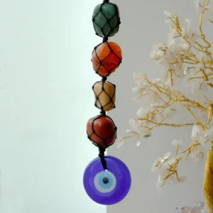 Hängande chakra-stenpendel med onda ögat-symbol - produktbild 3