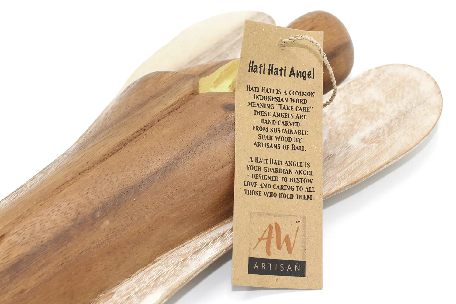 Hati-Hati ängel i suarträ med kärlekssymbol 15 cm - produktbild 5
