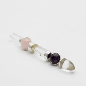 Healingstav i kvarts med ametist och rosenkvarts, 12 cm - produktbild 3
