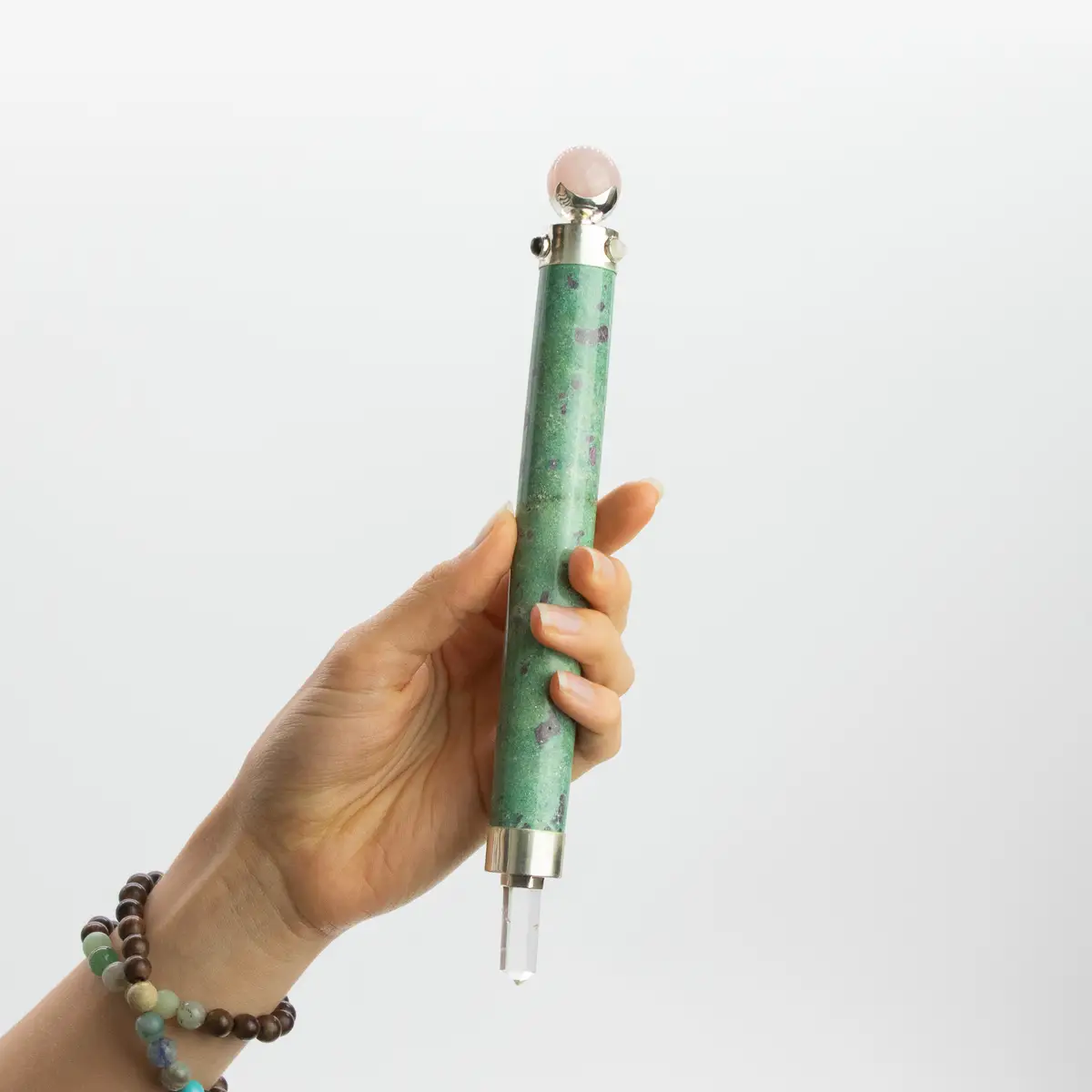 Healingstav med rubinfuksit och rosenkvarts, 23 cm - produktbild 7