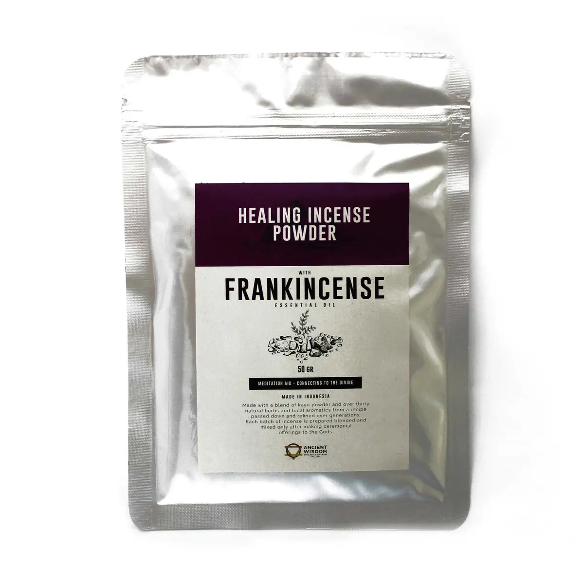 Förpackning med helande rökelsepulver med frankincense 50 gram